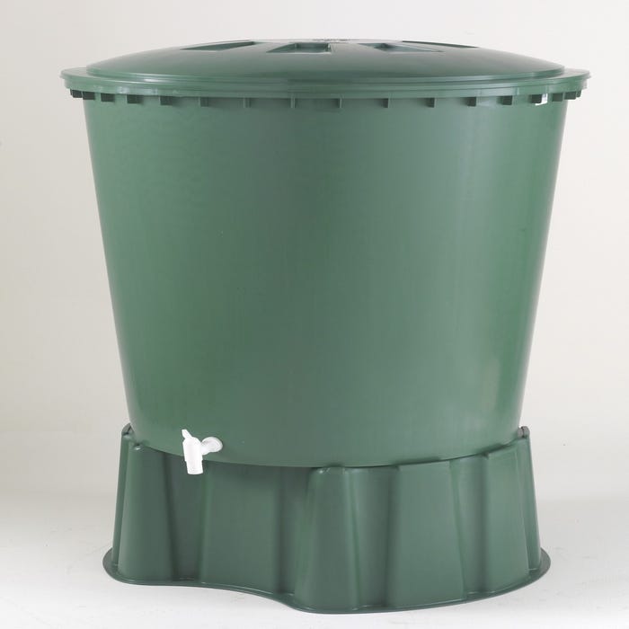 Récupérateur d'eau aérien cylindrique vert, 310 l