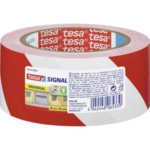 Bande adhésive de marquage tesa® SIGNAL tesa 58134-00000-00 rouge, blanc (L x l) 66 m x 50 mm acrylate 1 pc(s)