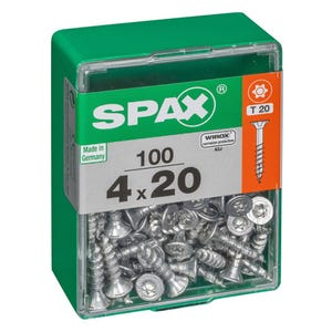 Lot de 100 vis acier tête autofraisée plate SPAX, Diam.4 mm x L.20 mm