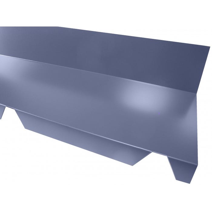 Faitière crantée contre mur pour bac acier 1045 - Bleu ardoise 5008, H : 120 mm, l : 225 mm, L : 2100mm