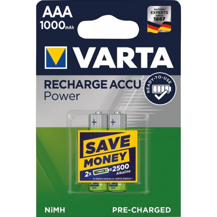 Piles rechargeables VARTA2Micro emball.thermo.