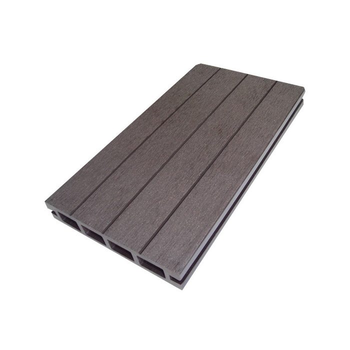 Lame terrasse bois composite alvéolaire Qualita - Chocolat, L : 360 cm, l : 14 cm, E : 25mm