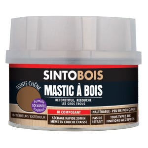 Mastic sans styrène SINTOBOIS chêne 190g + 8g - SINTO - 33700