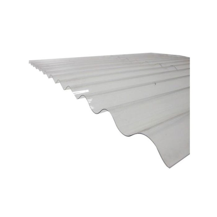 Plaque PVC ondulée (PO 76/18 - petites ondes) Transparent, l : - 90cm, L : - 2.5m