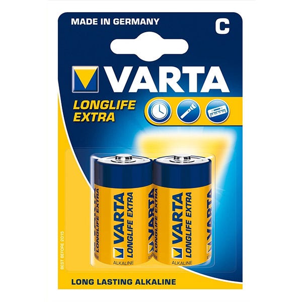 Lot de 2 piles type lr14 1.5 volts - Varta 4114101412