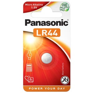 PANASONIC Pile Bouton Cell Power LR44 (L1154) - alkaline manganese 1,5 V