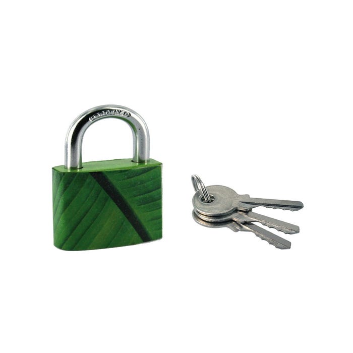 THIRARD - Cadenas à clé Green Idea Bananier, acier, intérieur, anse acier, 30mm, 2 clés