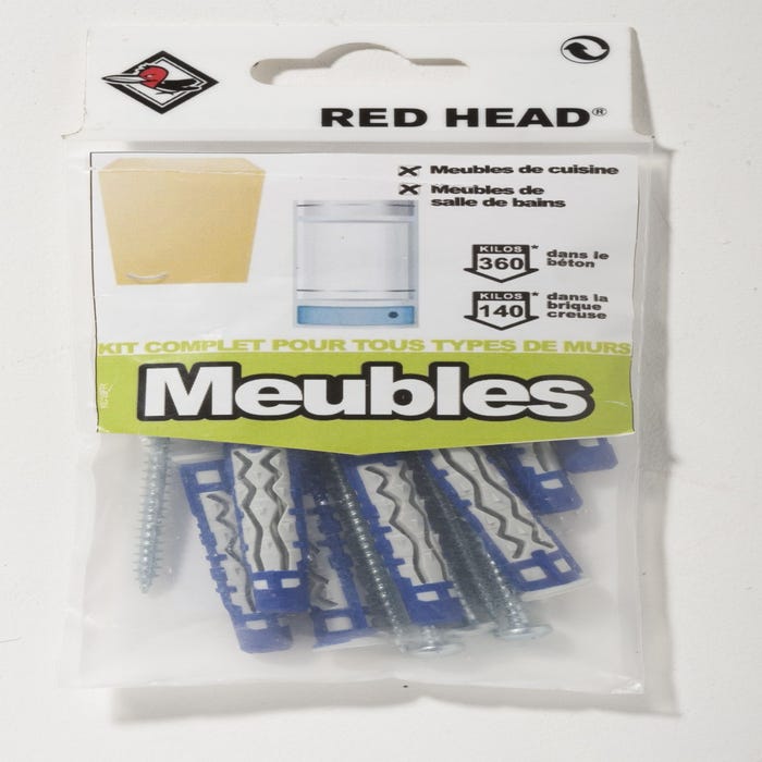 kit chevilles à verrouillage de forme meuble RED HEAD, Diam.8 x L.50 mm