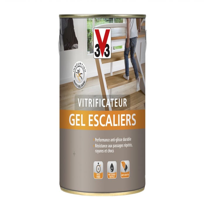 Vitrificateur gel escalier V33, incolore satiné, 2.5 l