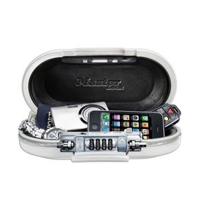 MASTER LOCK Mini-coffre de rangement portable pour voyage avec cable de securite - Blanc