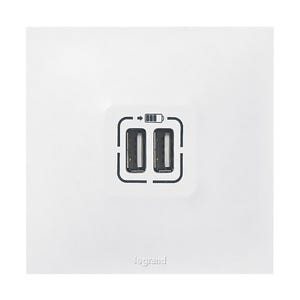 Double chargeur USB Type A 2,4A 12W Neptune - Blanc