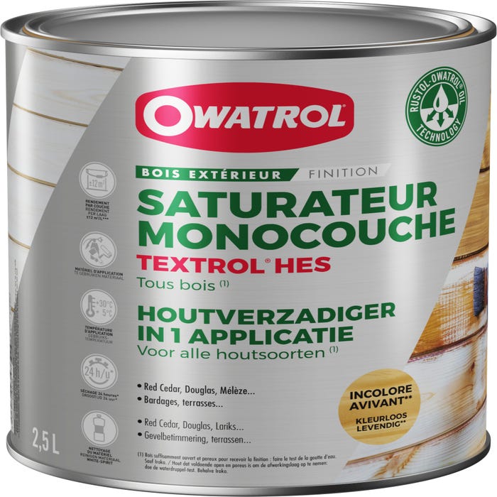 Saturateur monocouche Owatrol TEXTROL HES Incolore (ow20) 2.5 litres