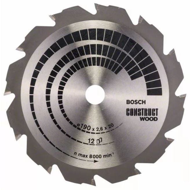 Lame de scie circulaire Construct Wood D160mm pour le bois 12 dents - BOSCH - 2608640630