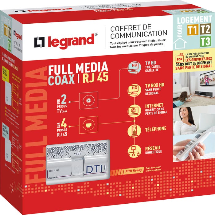 Coffret de communication Full Media coax / RJ45 Legrand - Rénovation