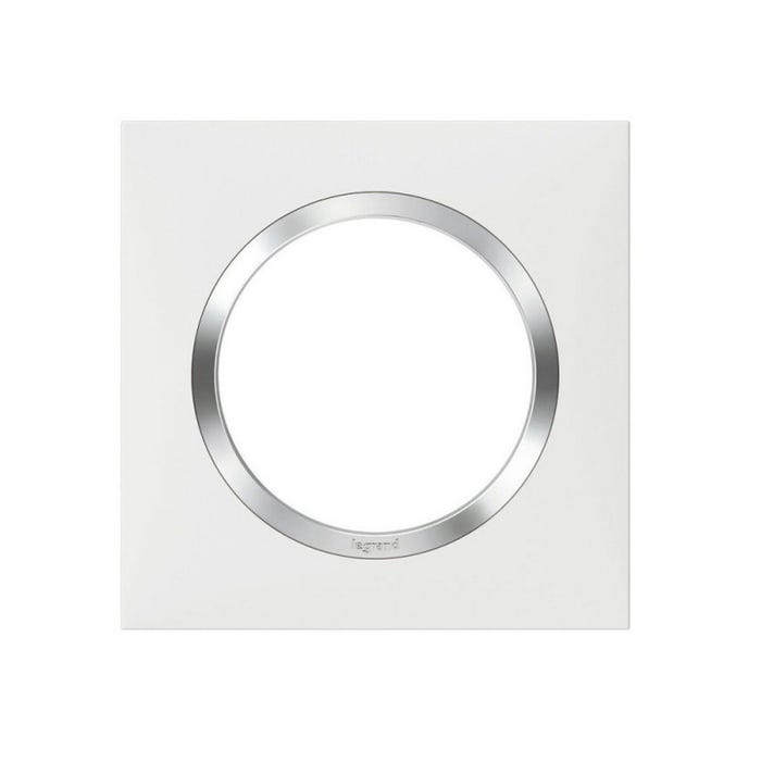 Plaque Dooxie - 1 poste - carré - blanc + chrome LEGRAND