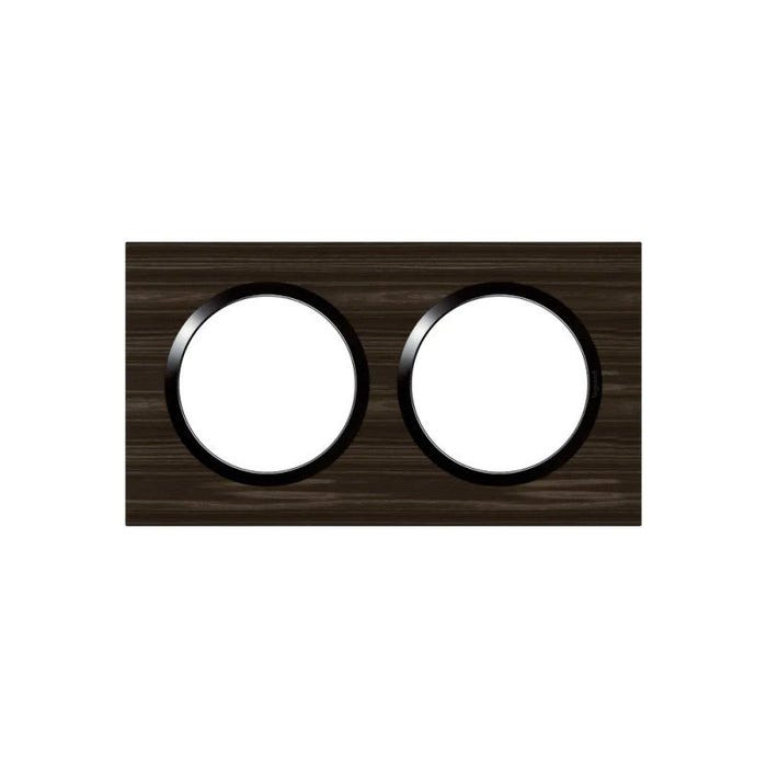 Plaque LEGRAND Dooxie 2 postes carrée effet bois ébène