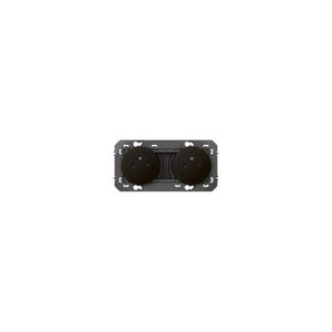 Double prise de courant 2P+T Surface dooxie 16A précâblées finition noir - emballage blister - 095278