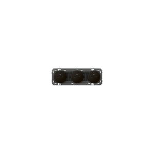 Triple prise de courant 2P+T Surface dooxie 16A précâblées finition noir - emballage blister - 095279
