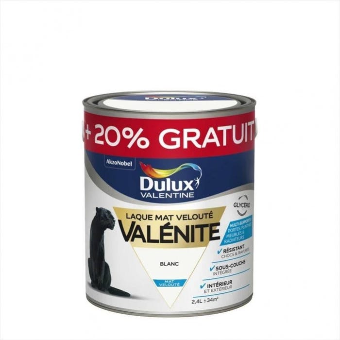 Peinture laque boiserie Valénite blanc mat 2,5 L - DULUX VALENTINE