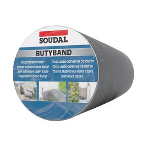 Butyband - Bande butyl autocollante - Soudal - Rouleau de 30 cm x 10 m Aluminium