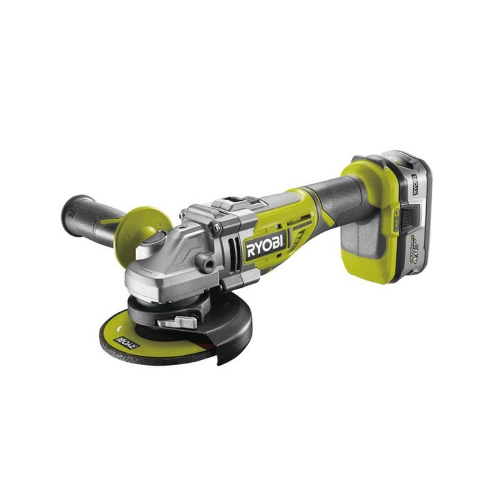 Meuleuse d'angle RYOBI 18V LithiumPlus One+ Brushless - 1 batterie 4,0 Ah - 1 chargeur rapide - R18AG7-140S