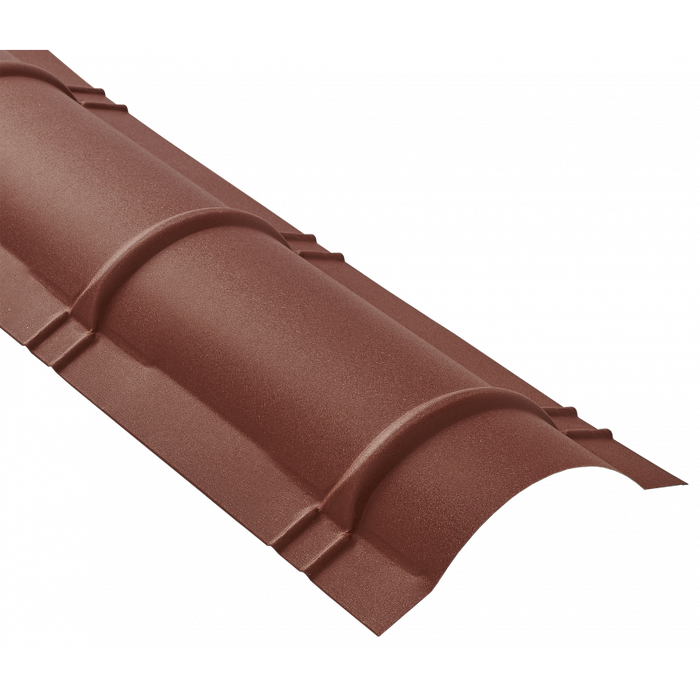 Faîtière demi-cercle pour toiture acier galvanisé laqué mat aspect tuile L 2,1 m Brun rouge mat, L : 2,1 m