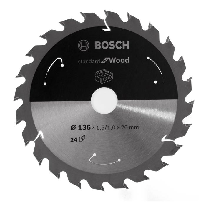 Bosch Lame de scie circulaire Standard pour bois 136 x 1,5 x 20 mm - 24 dents ( 2608837668 )