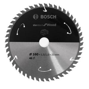 Bosch Lame de scie circulaire Standard pour bois 160 x 1,5 x 20 / 15,875 mm - 48 dents ( 2608837678 )