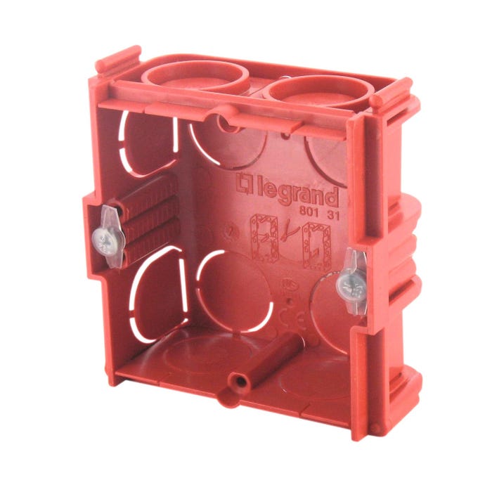 Boîte de maçonnerie Batibox carrée - 1 poste - 30 mm - rouge LEGRAND