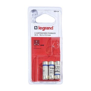 3 fusibles Legrand 92914 - 10,3 X 31,5 mm - 25A