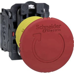 Schneider Electric XB5AS8444 Arrêt durgence collerette métal, avec arrêt durgence, rond, réinitialisable, verrouillable
