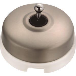FONTINI- DIMBLER - Interrupteur Va & Vient Porcelaine Blanche Coque Nickel Satiné Réf. 60308513