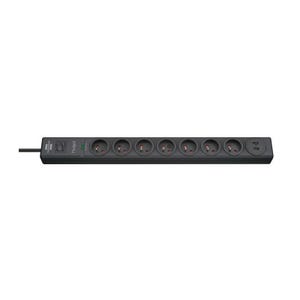 Brennenstuhl Multiprise hugo! Noire - 7 prises + 2 prises USB - avec parafoudre et 2m de cable 19.500A