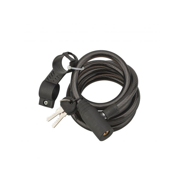 THIRARD - Antivol à clé Twisty, câble acier, vélo, 12mmx1.8m, 2 clés, noir