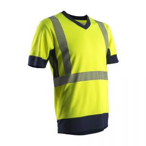 KOMO T-shirt MC, jaune HV/marine, 55%CO/45%PES, 150g/m² - COVERGUARD - Taille M