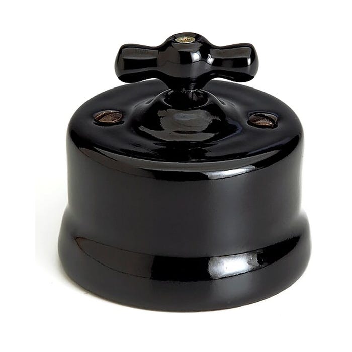 FONTINI-GARBY - Interrupteur Va & Vient Porcelaine Noire Manette Porcelaine Noire 10A-250V - Réf. 30308273