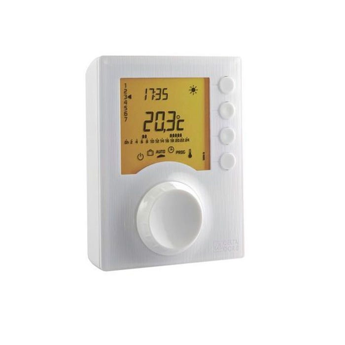 Thermostat Programmable Delta Dore Filaire J/h Pour Chauffage En Mode Confort/reduit Piles, Ref.6053005