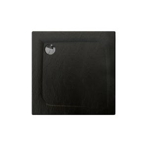 Receveur de douche extra-plat texture effet pierre MOONEO CARRE 80 x 80 cm noir