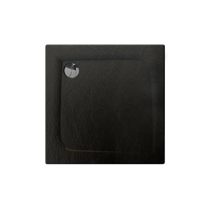 Receveur de douche extra-plat texture effet pierre MOONEO CARRE 80 x 80 cm noir