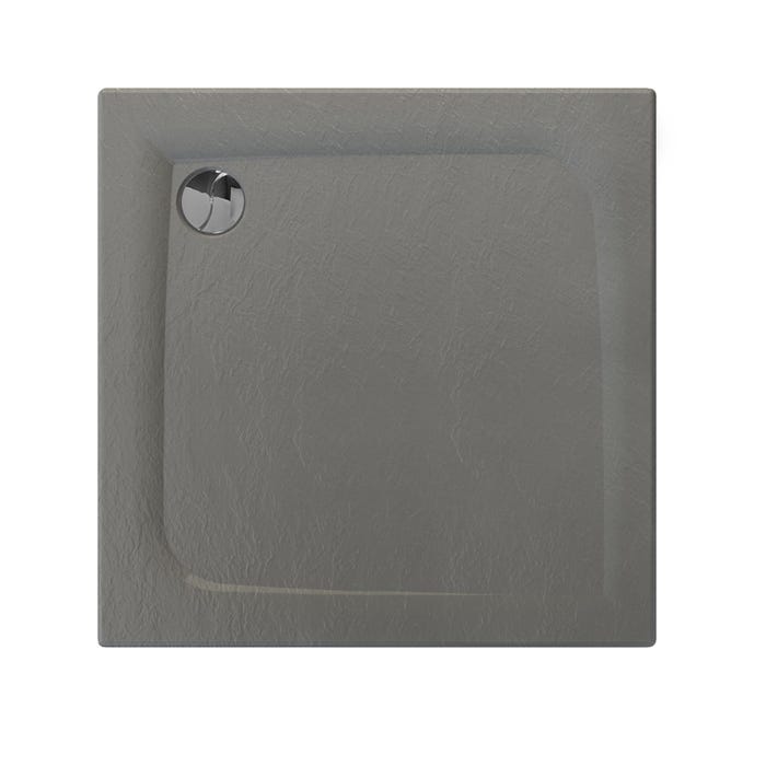 Receveur de douche extra-plat texture effet pierre MOONEO CARRE 90 x 90 cm gris