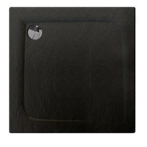 Receveur de douche extra-plat texture effet pierre MOONEO CARRE 90 x 90 cm noir