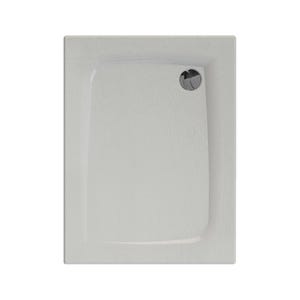 Receveur de douche extra-plat texture effet pierre MOONEO RECTANGLE 100 x 80 cm blanc