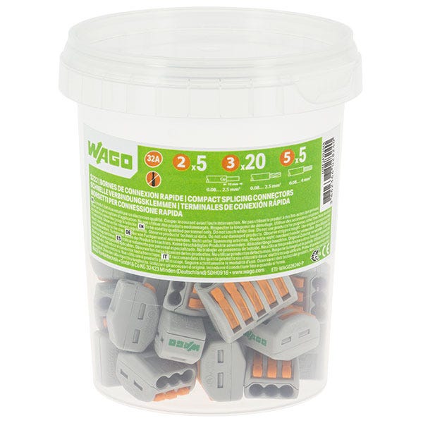 WAGO-Pot de 30 bornes de connexion automatique S222 2,3 et 5 entrées