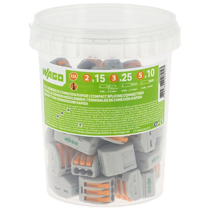 WAGO-Pot de 50 bornes de connexion automatique S222 2,3 et 5 entrées