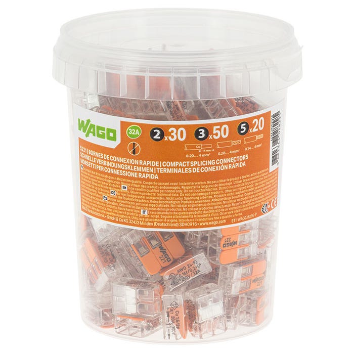 WAGO-Pot de 100 bornes de connexion automatique S221 2,3 et 5 entrées