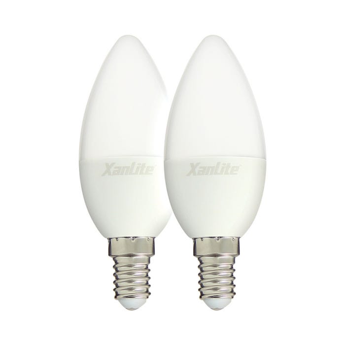 Xanlite - Ampoule LED flamme, culot E14, 5W cons. (40W eq.), lumière blanc neutre - PACK2EV470FCW