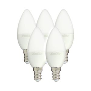 Xanlite - Lot x5 Ampoules LED flamme, culot E14, 5,5W cons. (40W éq.), lumière blanc neutre - PACK5EV470FCW