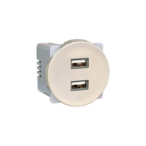 Prise chargeur double USB 5,5V - Type A - COMETE Couleur Silver