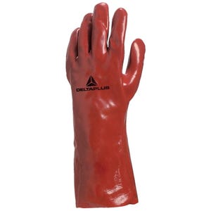 Gant de travail PVC73 en coton enduit PVC rouge 35cm T10 - DELTA PLUS - PVC733510
