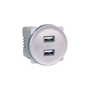 Prise chargeur double USB 5,5V - Type A - COMETE Couleur Vulcain